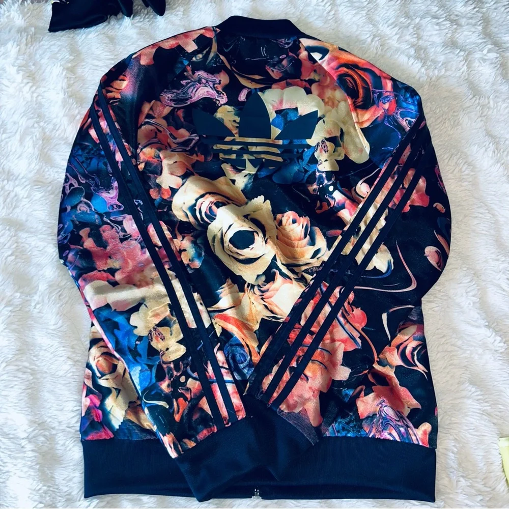 Adidas Multicolor Floral Track Suit with Red Accents - Picture 3 of 4